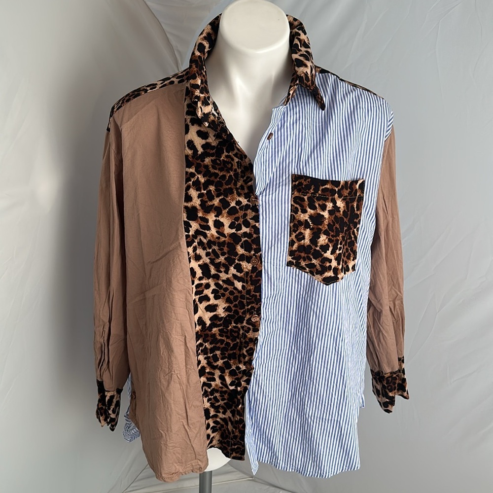 Unbranded Multicolor Mixed Print Button Down Shirt - image 1